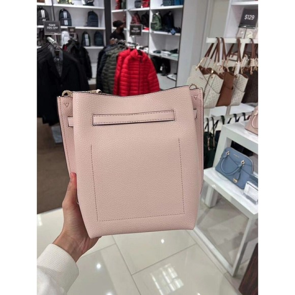 MICHAEL KORS EMILIA Small Bucket Messenger Powder Blush Pink Leather NWT $348 - Picture 10 of 12